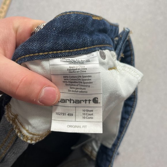 Carhartt Jeans Womens 10 Blue Straight Denim Cotton Blend Medium Short 32x29 - Picture 8 of 11